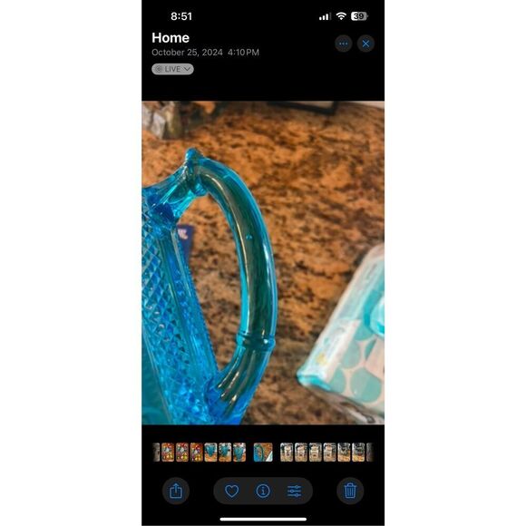 1874 antique Wildflower Blue Glass Pitcher rare collectible glassware - Picture 4 of 4